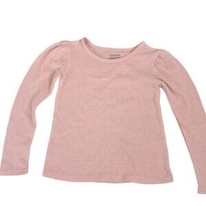 NWT Girls Harper Canyon  Puff Long Sleeve Pink  Metallic Stripe Top Size 4